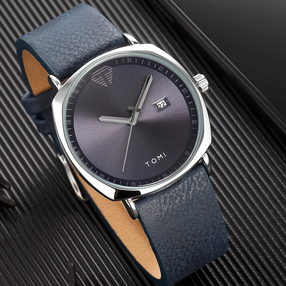 2021 Moda Simples Relógio Masculino Relógios De Pulso De Quartzo Dos Homens Pulseira De Couro Calendário Automático Display Masculino Relogio Drop Shiping