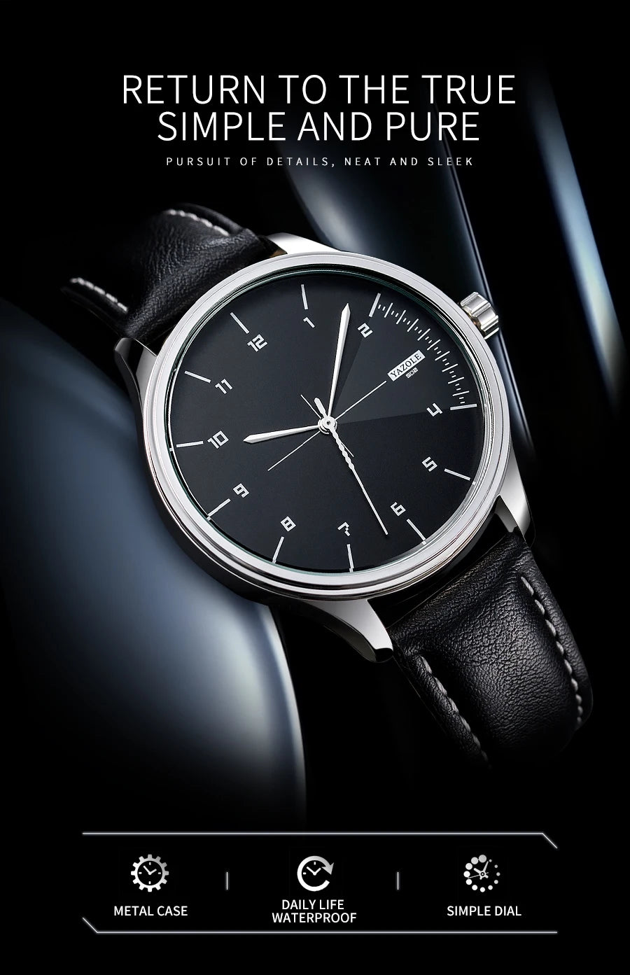 Yazol marca superior relógio de luxo para homens couro quartzo relógios de pulso masculino casual esportes relógio de pulso montre homme