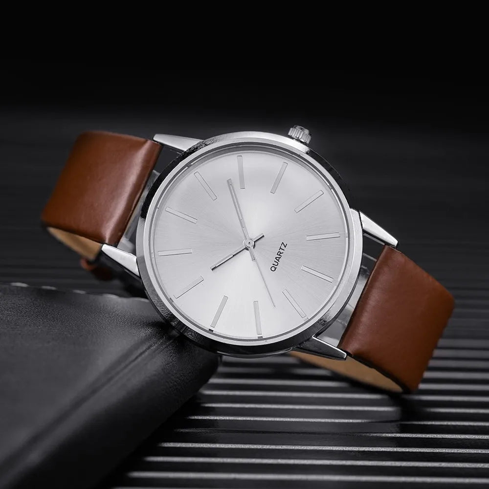 2025 relógios masculinos marca superior de luxo pulseira couro marrom quartzo relógio de pulso masculino casual simples relógio de pulso masculino reloj hombre