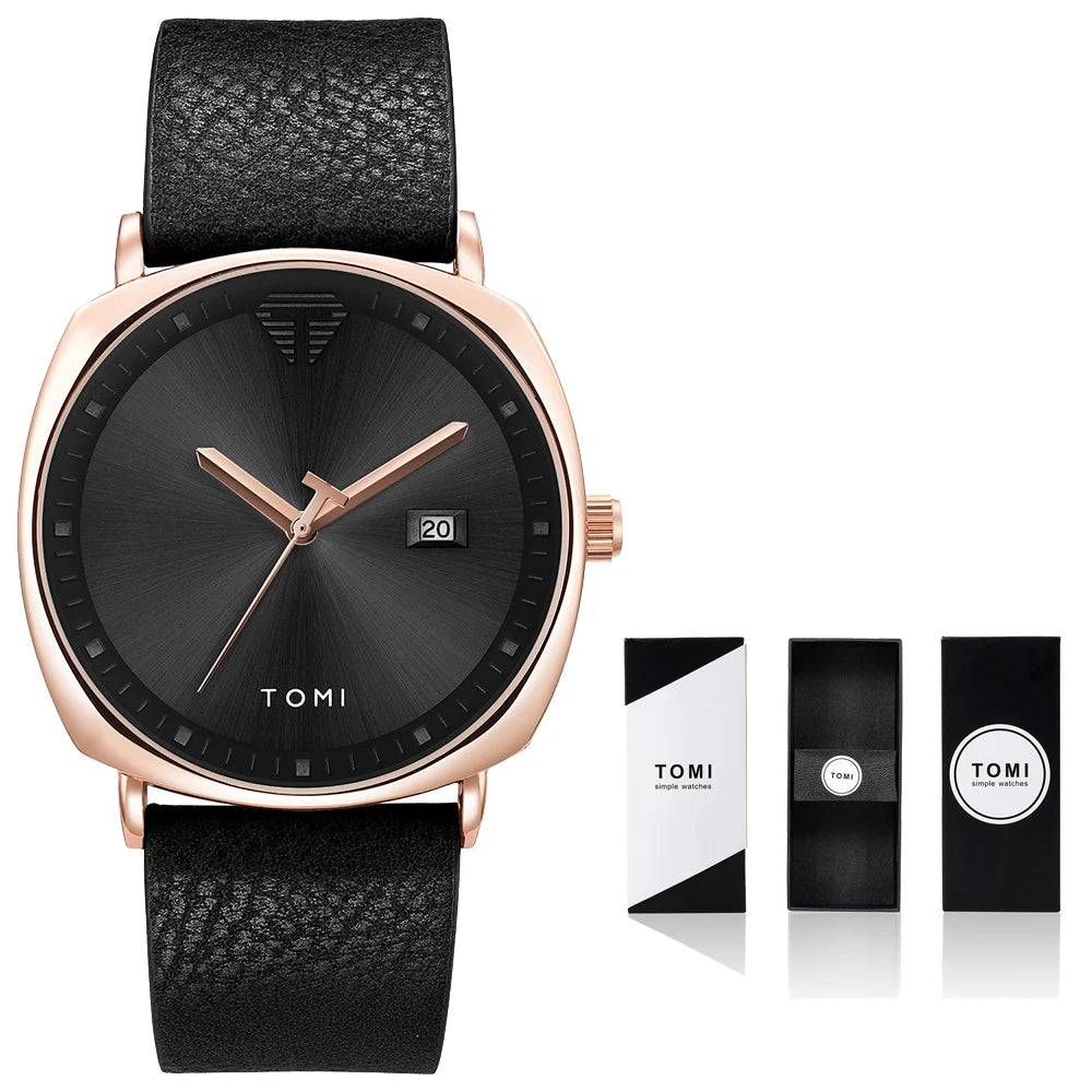 2021 Moda Simples Relógio Masculino Relógios De Pulso De Quartzo Dos Homens Pulseira De Couro Calendário Automático Display Masculino Relogio Drop Shiping