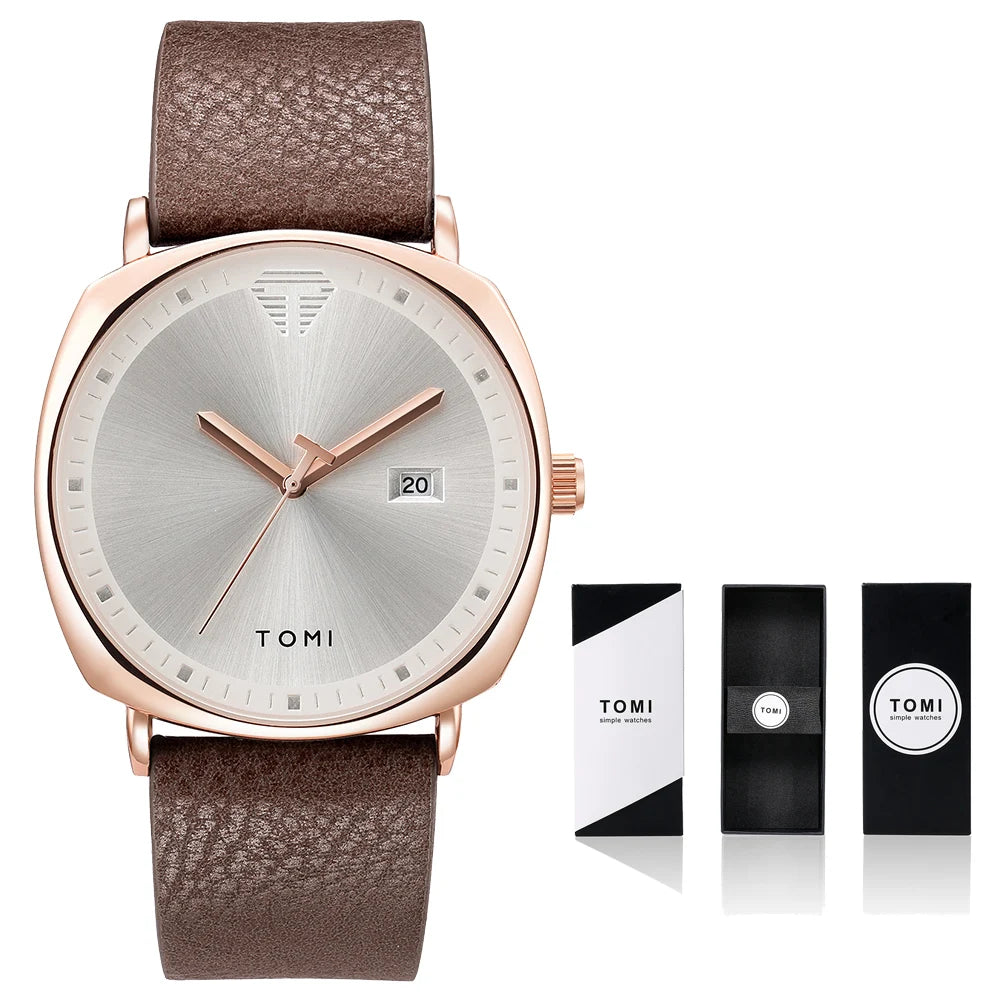 2021 Moda Simples Relógio Masculino Relógios De Pulso De Quartzo Dos Homens Pulseira De Couro Calendário Automático Display Masculino Relogio Drop Shiping