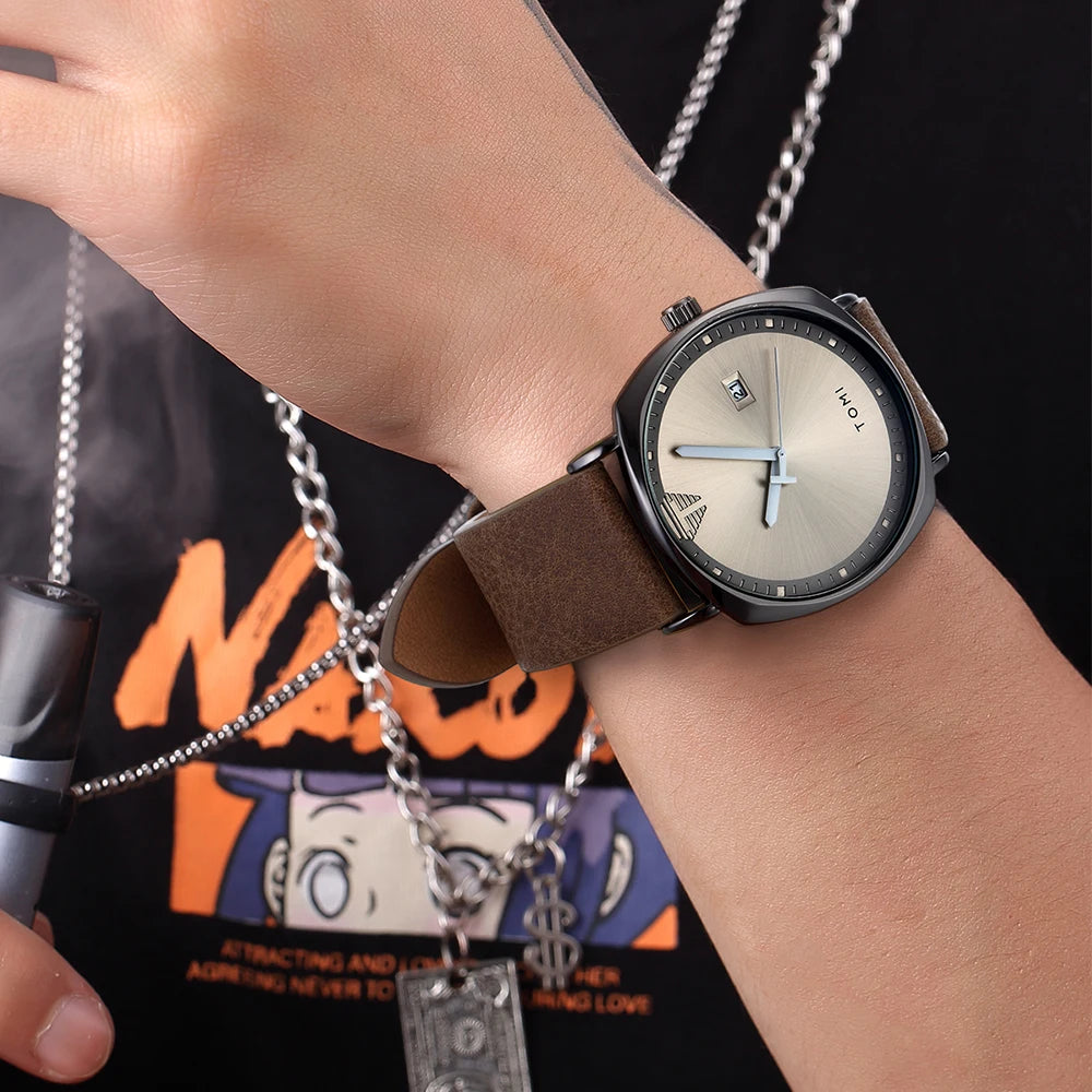 2021 Moda Simples Relógio Masculino Relógios De Pulso De Quartzo Dos Homens Pulseira De Couro Calendário Automático Display Masculino Relogio Drop Shiping