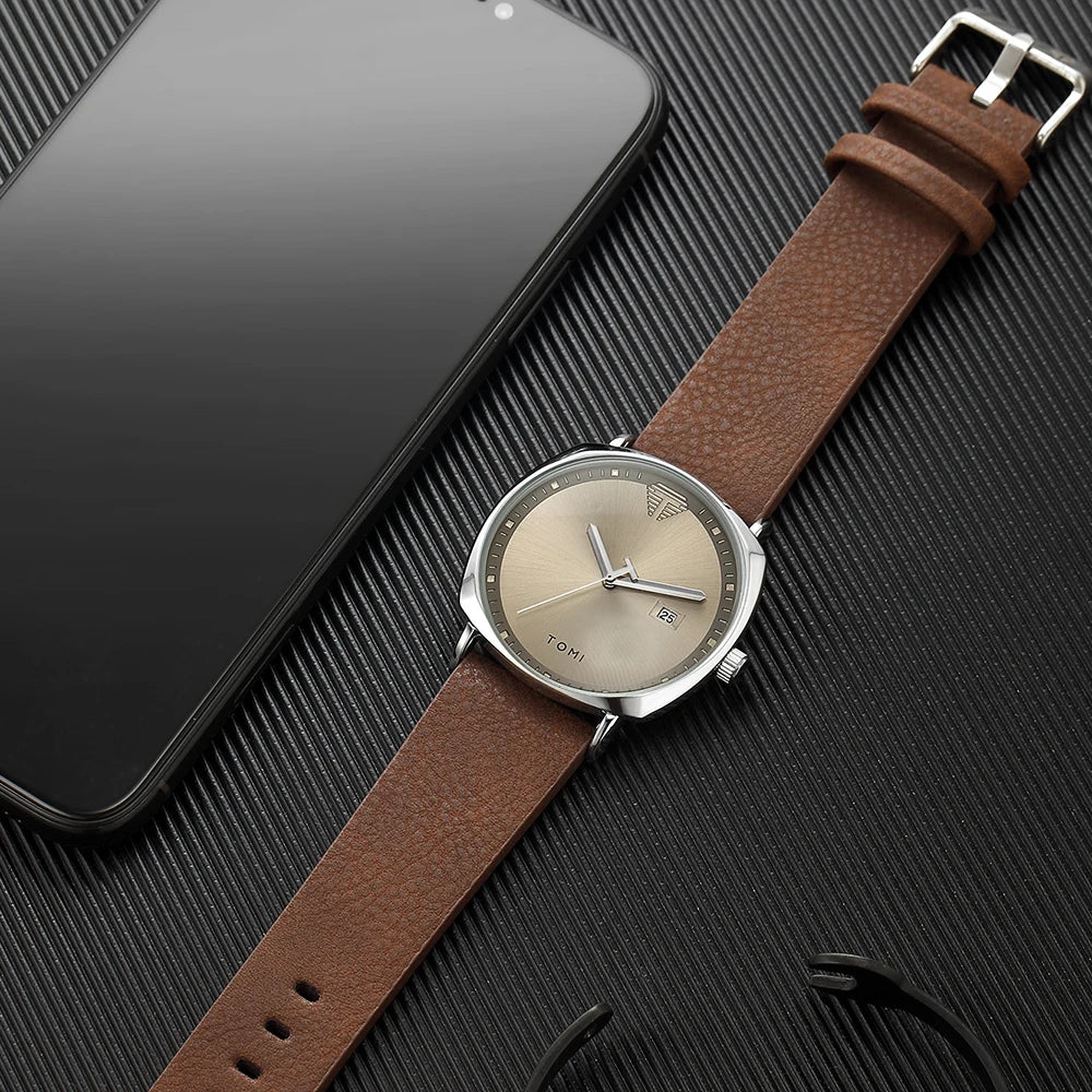 2021 Moda Simples Relógio Masculino Relógios De Pulso De Quartzo Dos Homens Pulseira De Couro Calendário Automático Display Masculino Relogio Drop Shiping