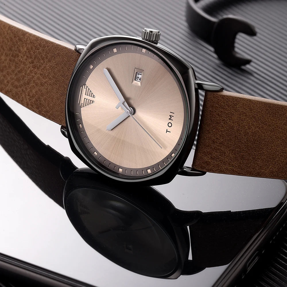 2021 Moda Simples Relógio Masculino Relógios De Pulso De Quartzo Dos Homens Pulseira De Couro Calendário Automático Display Masculino Relogio Drop Shiping