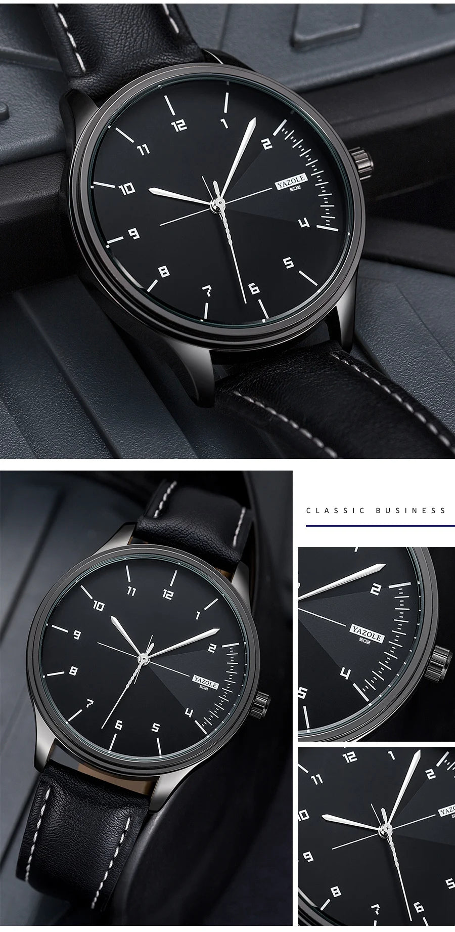 Yazol marca superior relógio de luxo para homens couro quartzo relógios de pulso masculino casual esportes relógio de pulso montre homme