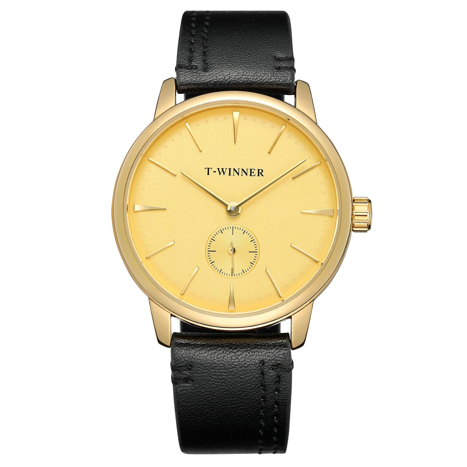 Relógio Mecânico de Couro Minimal