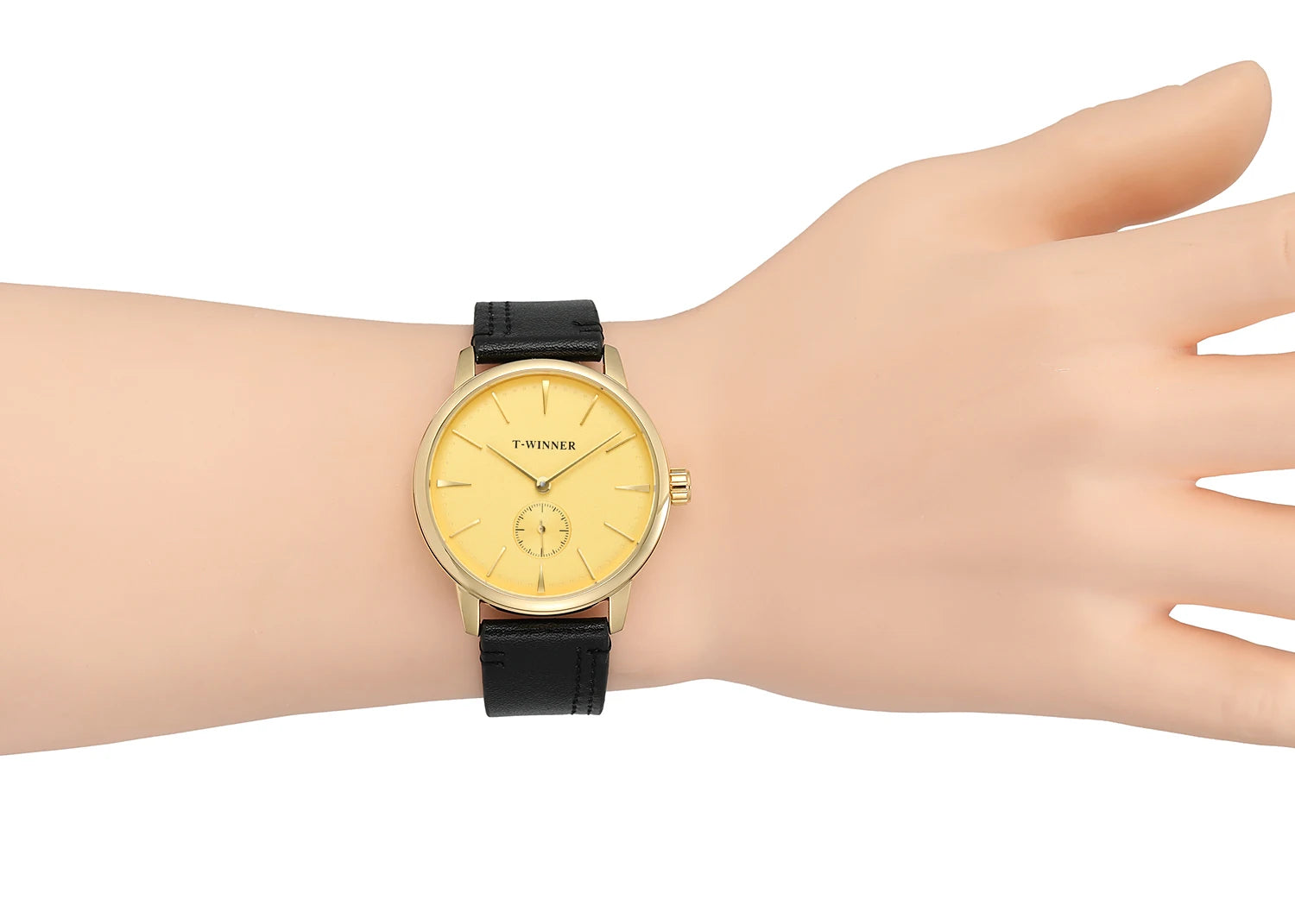 Relógio Mecânico de Couro Minimal