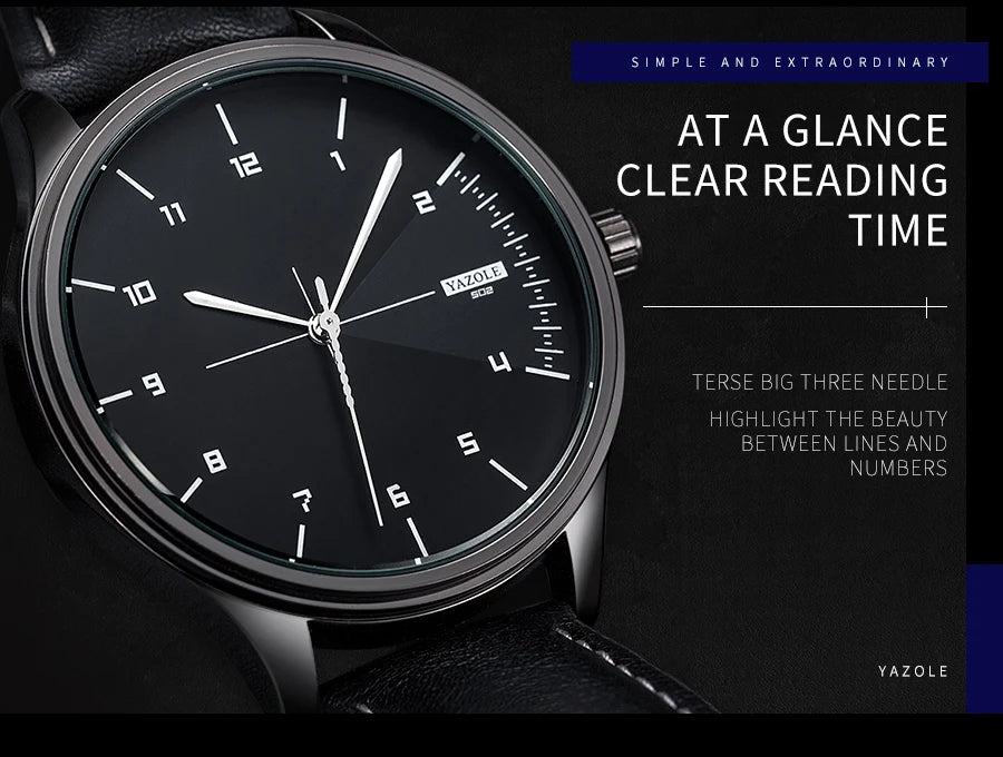 Yazol marca superior relógio de luxo para homens couro quartzo relógios de pulso masculino casual esportes relógio de pulso montre homme