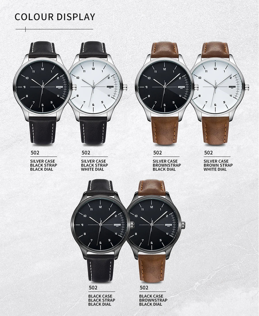 Yazol marca superior relógio de luxo para homens couro quartzo relógios de pulso masculino casual esportes relógio de pulso montre homme