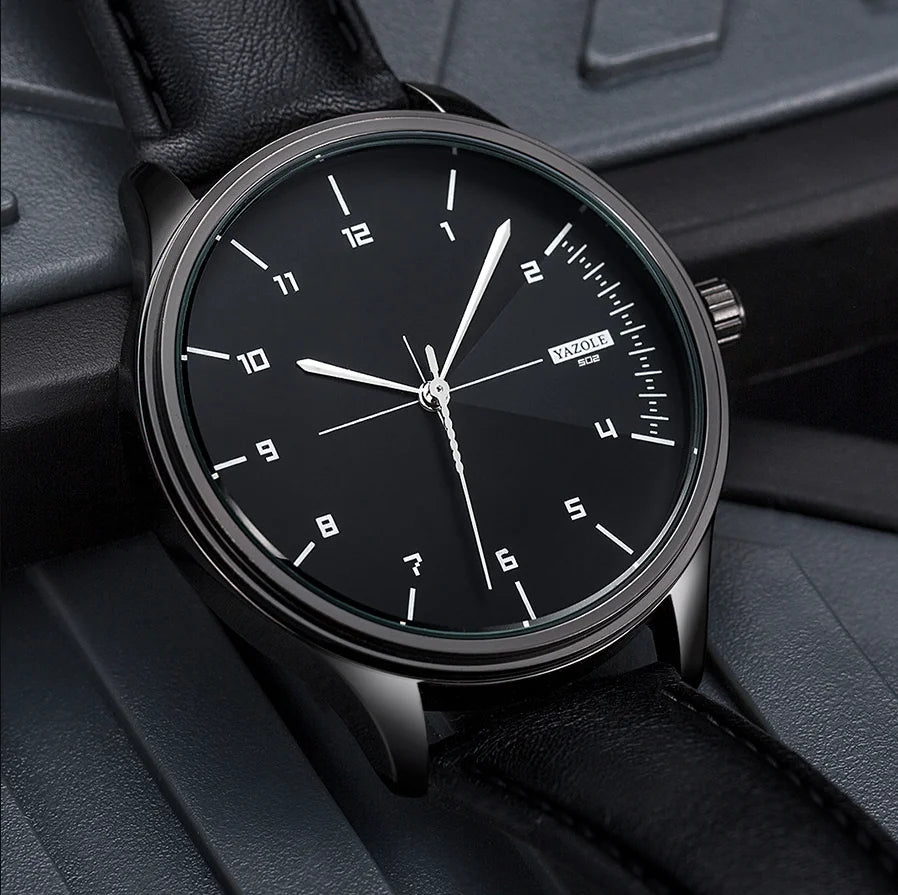 Yazol marca superior relógio de luxo para homens couro quartzo relógios de pulso masculino casual esportes relógio de pulso montre homme