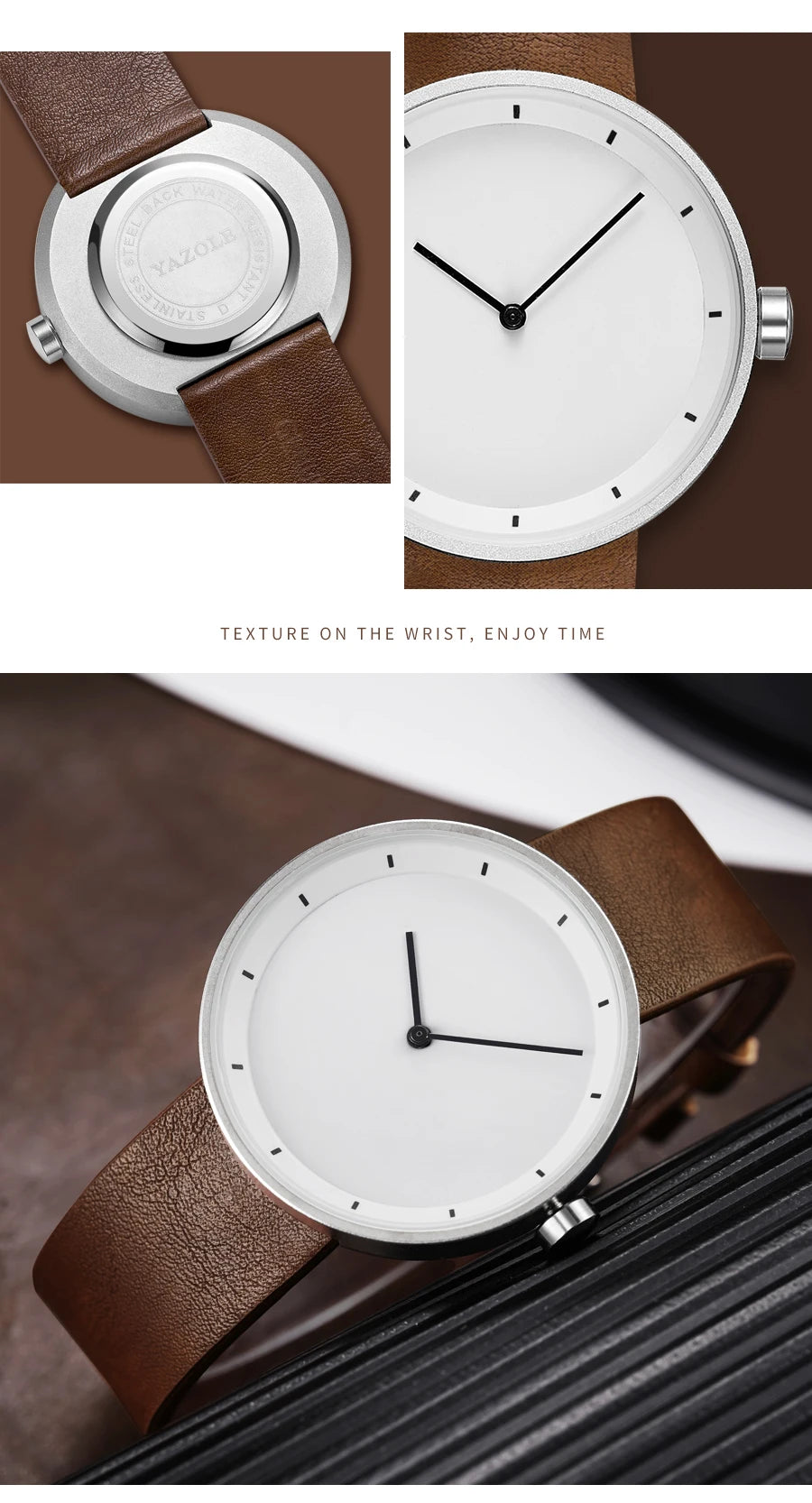 Yazol relógios masculinos estilo minimalista simples moda quartzo relógios de pulso pulseira do plutônio à prova dwaterproof água estudante relogios masculino