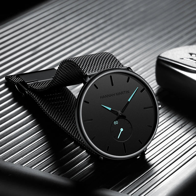 Dropship moda design simples à prova dwaterproof água malha de aço inoxidável pequeno mostrador relógios masculinos marca superior luxo quartzo relogio masculino