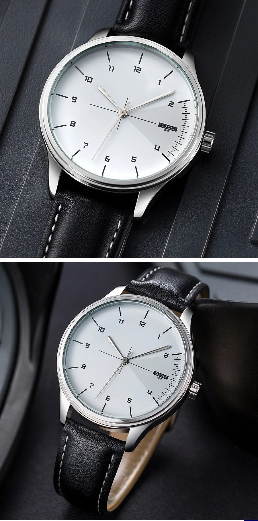 Yazol marca superior relógio de luxo para homens couro quartzo relógios de pulso masculino casual esportes relógio de pulso montre homme