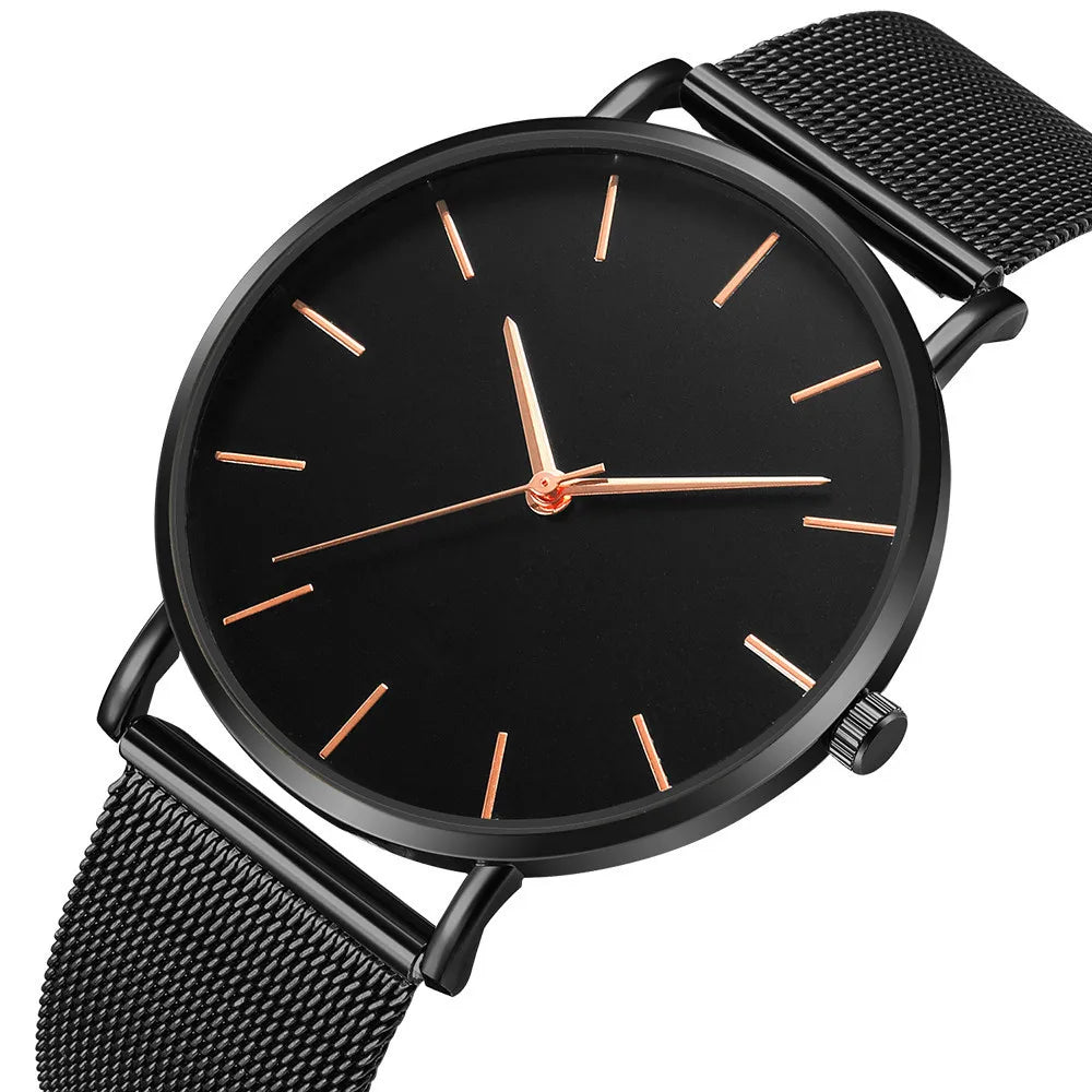 Moda masculina ultra fino relógios simples negócios aço inoxidável malha cinto relógio de quartzo relógio casual para homem relogio masculino
