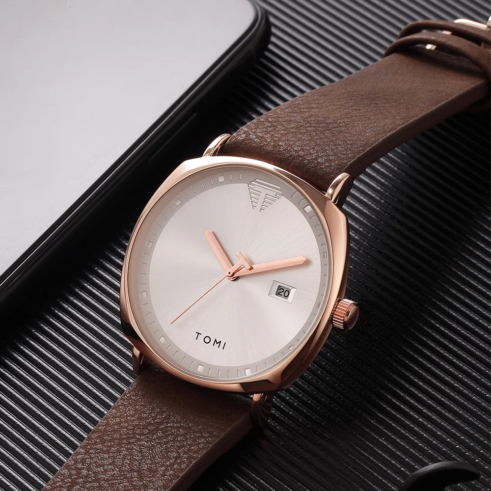 2021 Moda Simples Relógio Masculino Relógios De Pulso De Quartzo Dos Homens Pulseira De Couro Calendário Automático Display Masculino Relogio Drop Shiping
