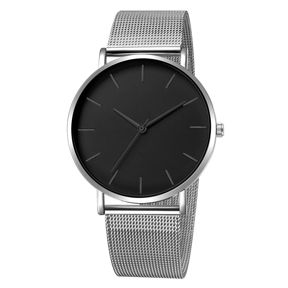 Moda masculina ultra fino relógios simples negócios aço inoxidável malha cinto relógio de quartzo relógio casual para homem relogio masculino