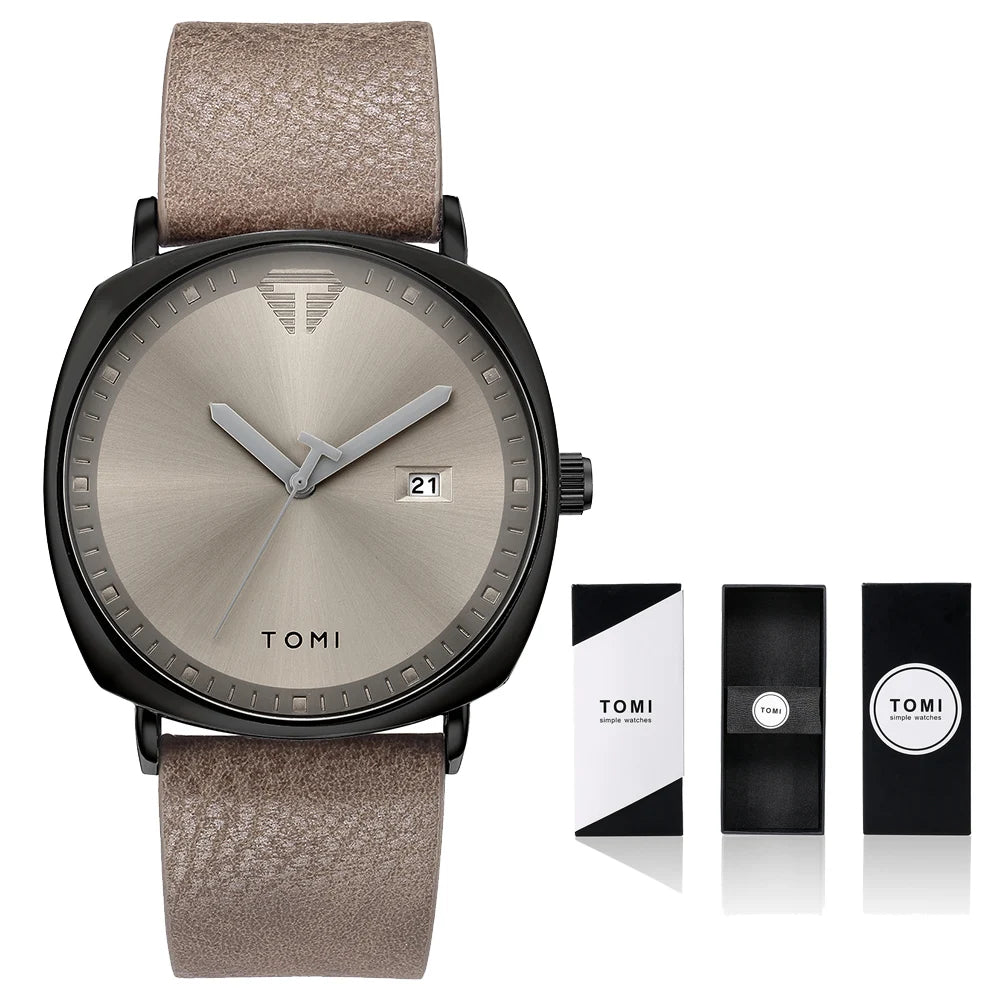2021 Moda Simples Relógio Masculino Relógios De Pulso De Quartzo Dos Homens Pulseira De Couro Calendário Automático Display Masculino Relogio Drop Shiping