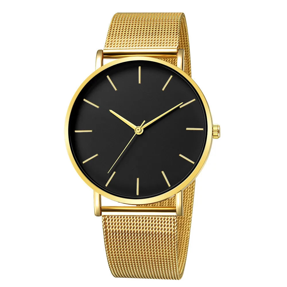 Moda masculina ultra fino relógios simples negócios aço inoxidável malha cinto relógio de quartzo relógio casual para homem relogio masculino