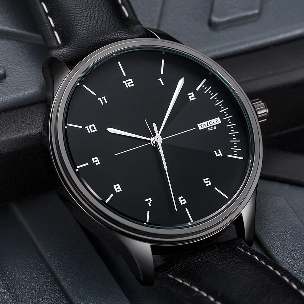Yazol marca superior relógio de luxo para homens couro quartzo relógios de pulso masculino casual esportes relógio de pulso montre homme