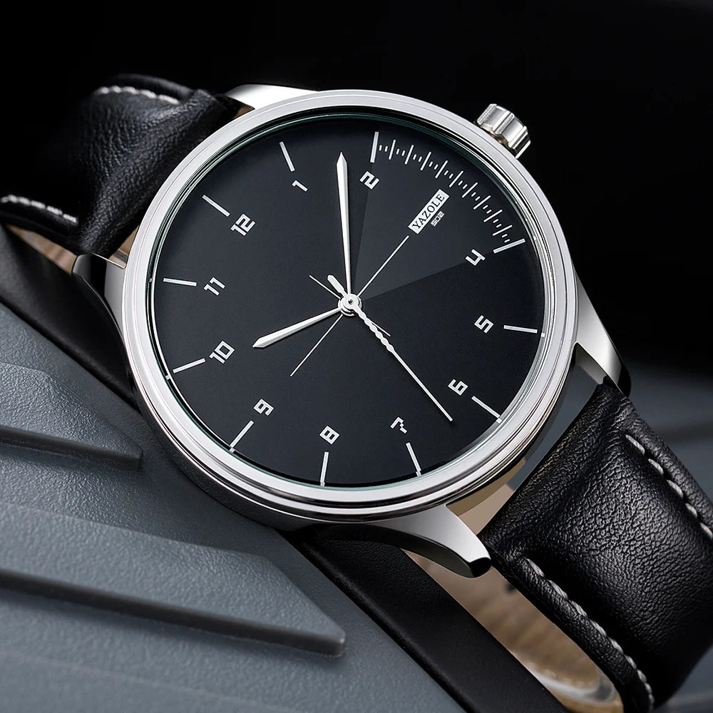 Yazol marca superior relógio de luxo para homens couro quartzo relógios de pulso masculino casual esportes relógio de pulso montre homme