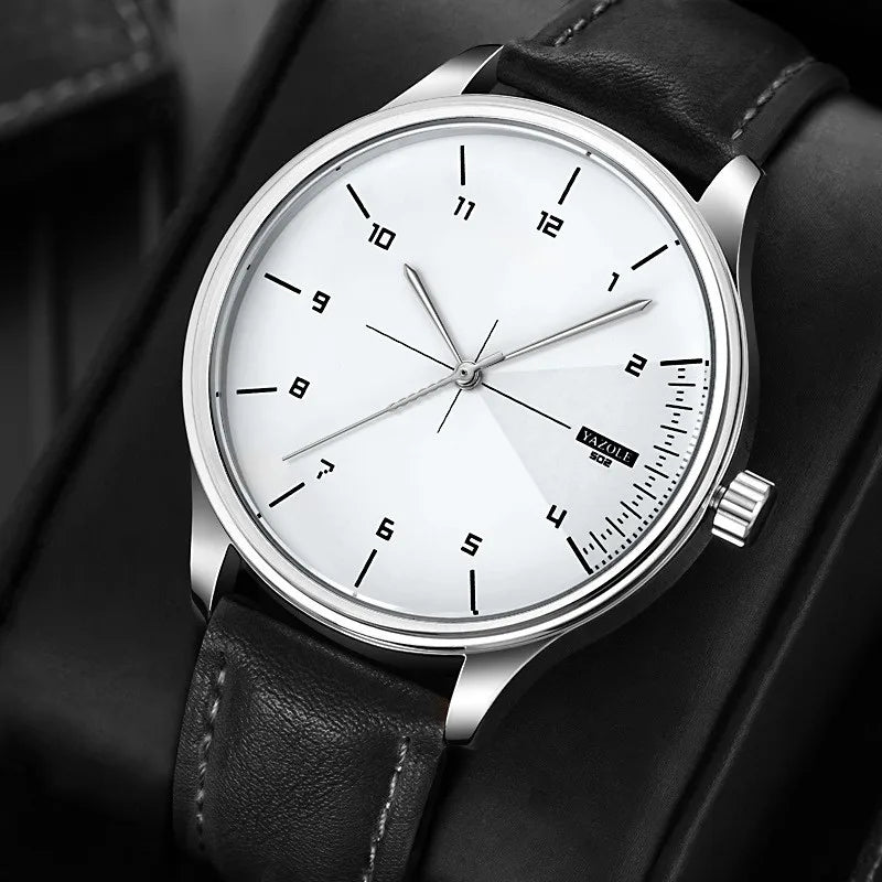 Yazol marca superior relógio de luxo para homens couro quartzo relógios de pulso masculino casual esportes relógio de pulso montre homme