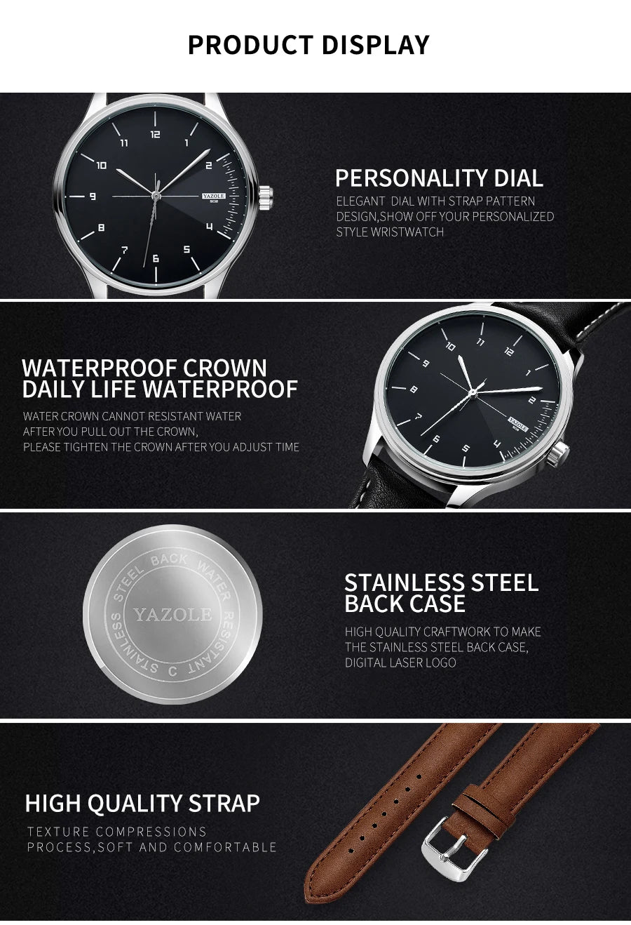 Yazol marca superior relógio de luxo para homens couro quartzo relógios de pulso masculino casual esportes relógio de pulso montre homme