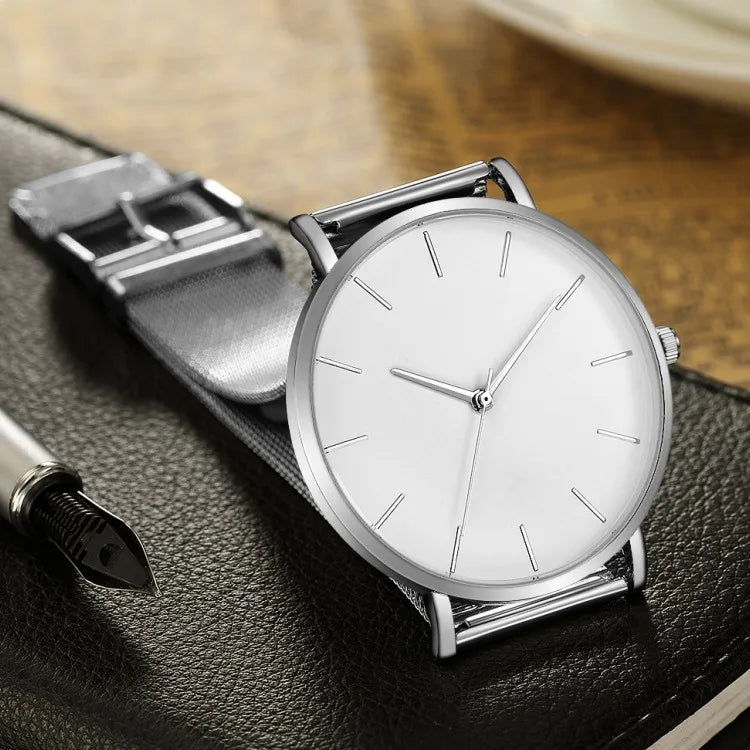Moda masculina ultra fino relógios simples negócios aço inoxidável malha cinto relógio de quartzo relógio casual para homem relogio masculino