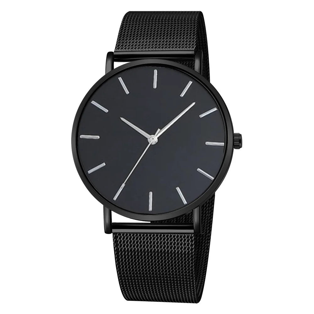 Moda masculina ultra fino relógios simples negócios aço inoxidável malha cinto relógio de quartzo relógio casual para homem relogio masculino