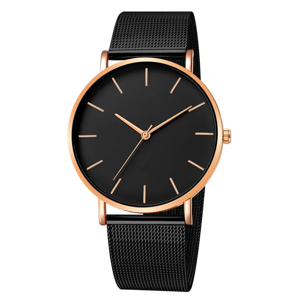 Moda masculina ultra fino relógios simples negócios aço inoxidável malha cinto relógio de quartzo relógio casual para homem relogio masculino
