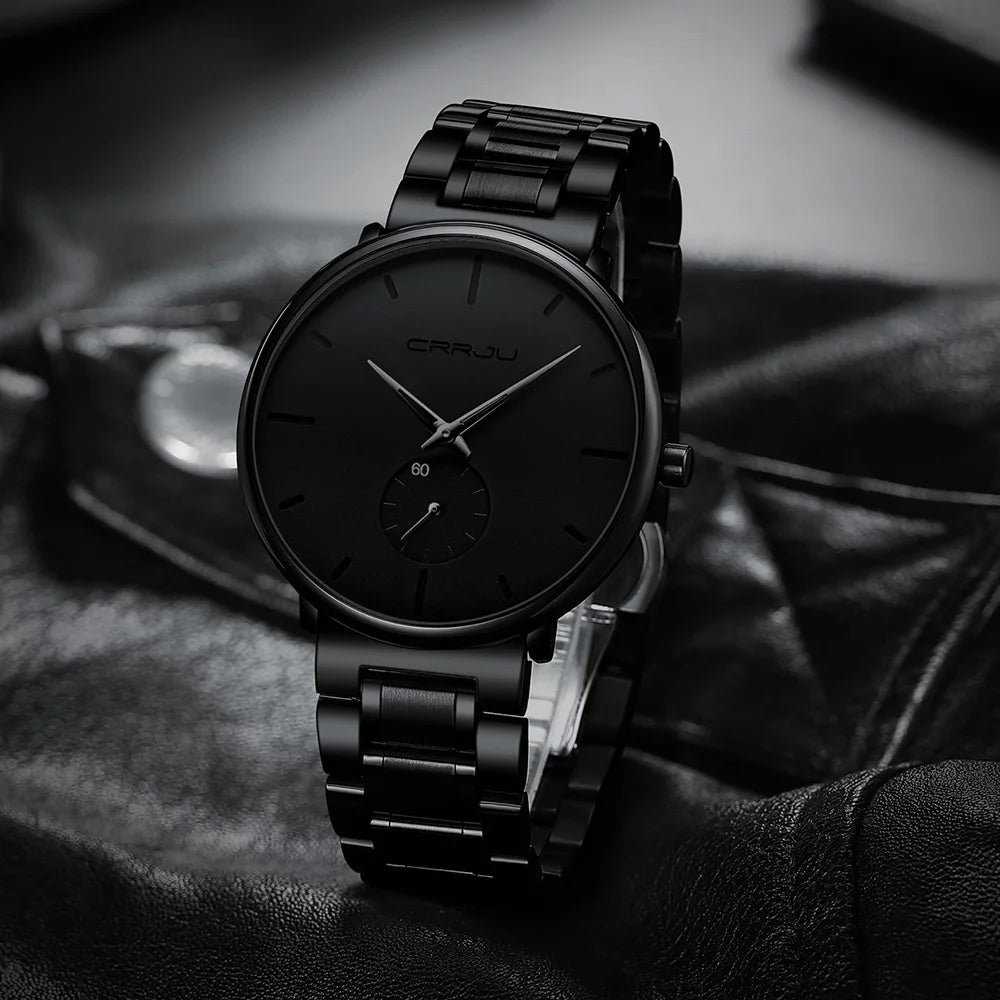 Crrju relógios masculinos de aço inoxidável relógio de pulso casual luxo à prova dwaterproof água esporte relógio para homem relógio de quartzo relogio masculino