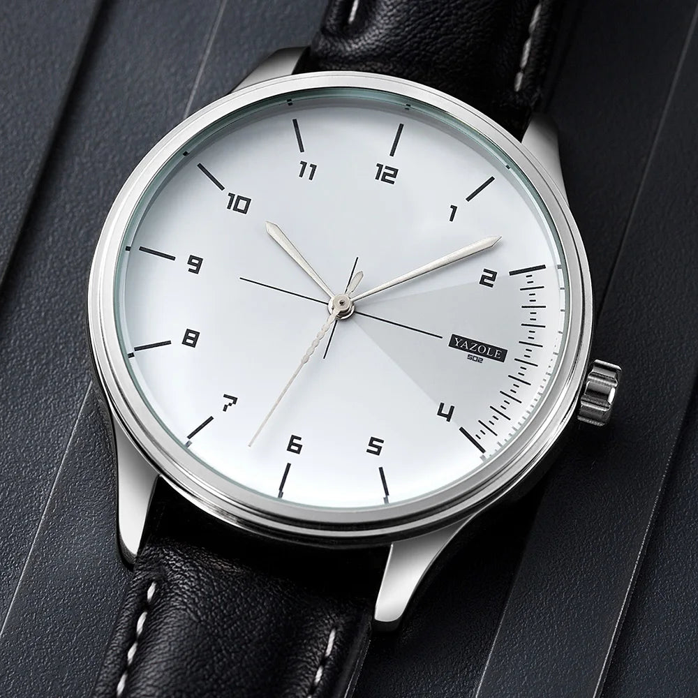Yazol marca superior relógio de luxo para homens couro quartzo relógios de pulso masculino casual esportes relógio de pulso montre homme