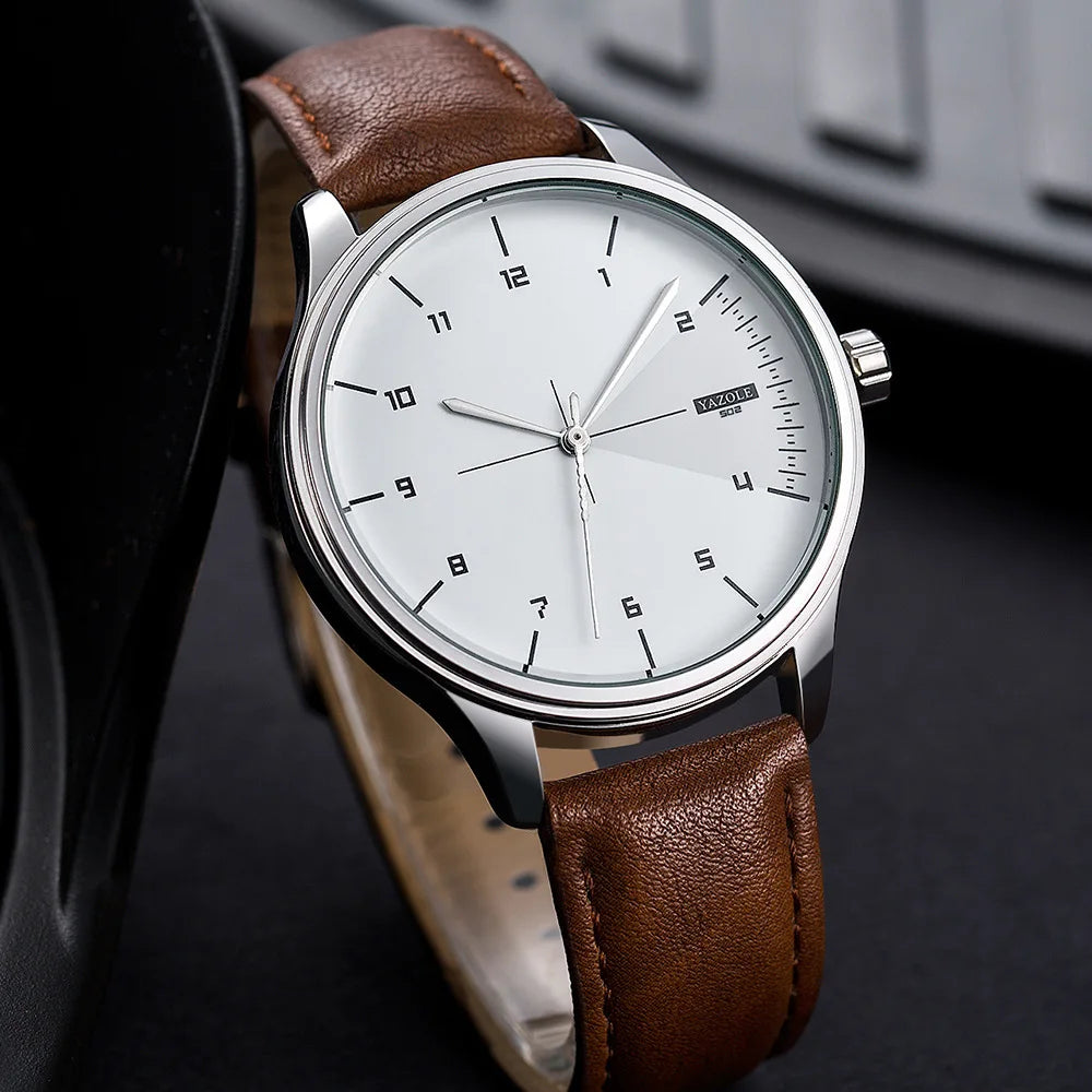 Yazol marca superior relógio de luxo para homens couro quartzo relógios de pulso masculino casual esportes relógio de pulso montre homme